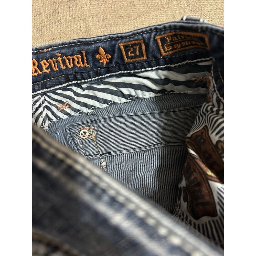Rock Revival Jeans 27 Women’s Blue Patricia Easy Straight Embroidered Stretch - Picture 5 of 14
